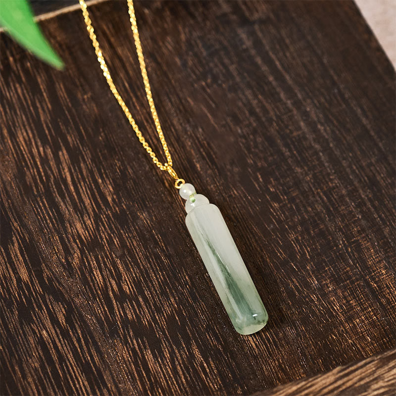 EverestArtstudios Cylinder Pattern Jade Luck Necklace Pendant