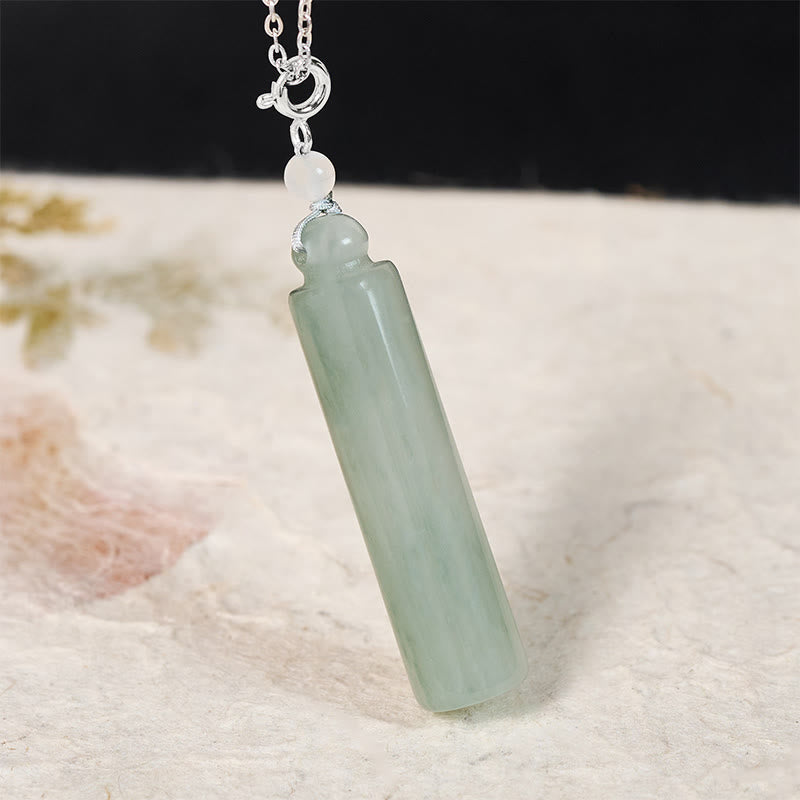 EverestArtstudios Cylinder Pattern Jade Luck Necklace Pendant