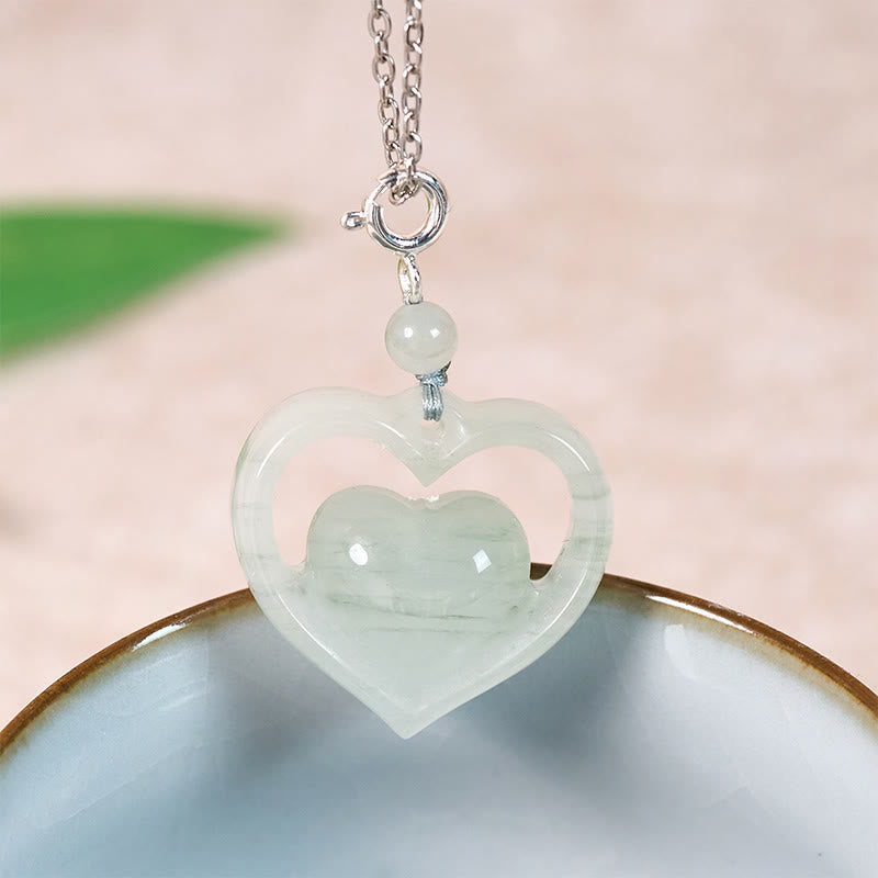EverestArtstudios Hollow Love Heart Jade Abundance Necklace Pendant