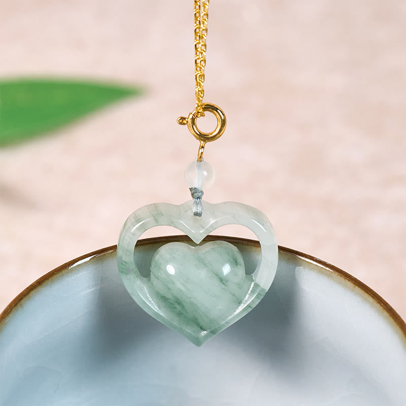 EverestArtstudios Hollow Love Heart Jade Abundance Necklace Pendant