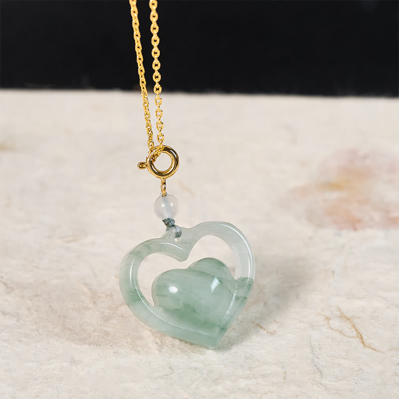 EverestArtstudios Hollow Love Heart Jade Abundance Necklace Pendant