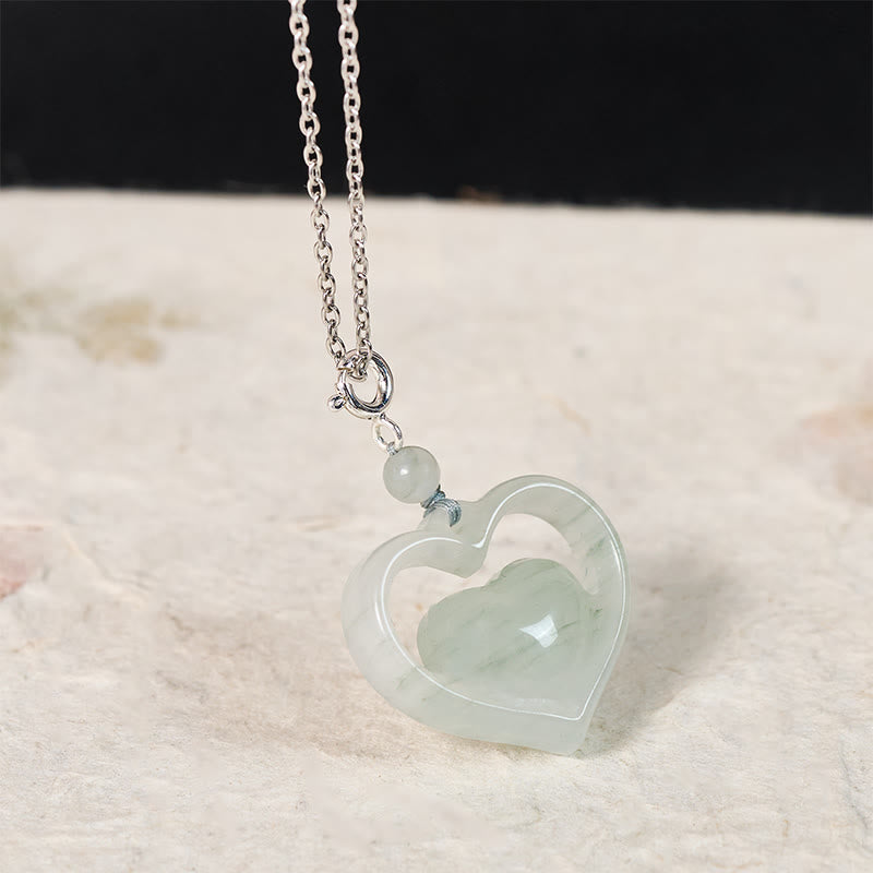 EverestArtstudios Hollow Love Heart Jade Abundance Necklace Pendant