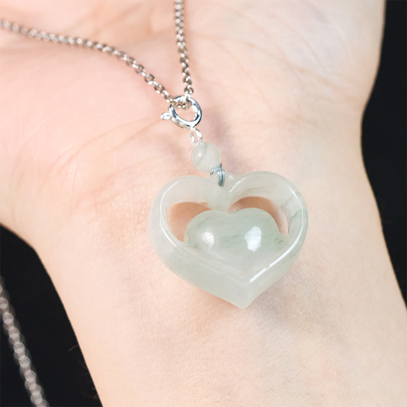 EverestArtstudios Hollow Love Heart Jade Abundance Necklace Pendant
