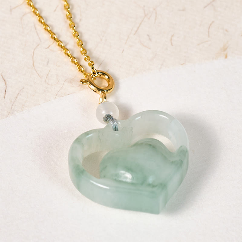 EverestArtstudios Hollow Love Heart Jade Abundance Necklace Pendant