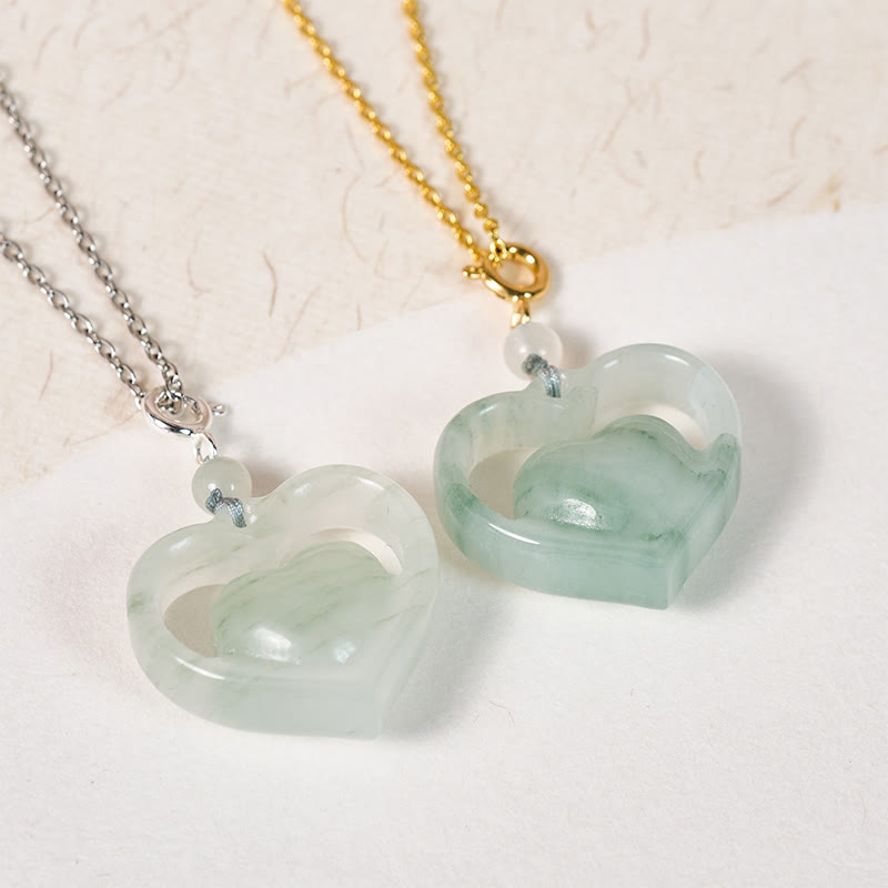 EverestArtstudios Hollow Love Heart Jade Abundance Necklace Pendant