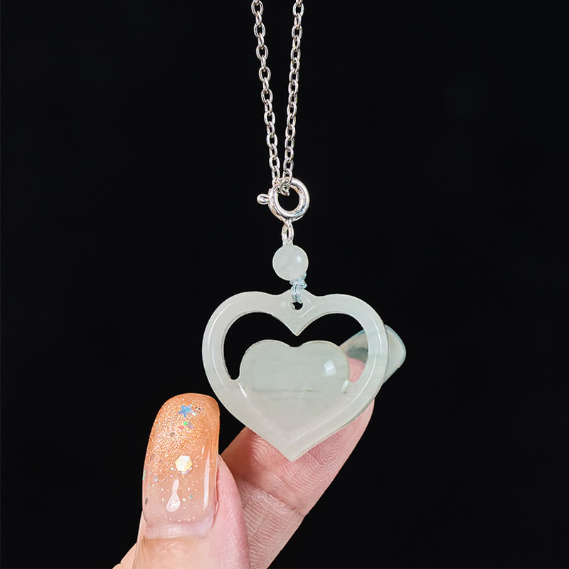 EverestArtstudios Hollow Love Heart Jade Abundance Necklace Pendant