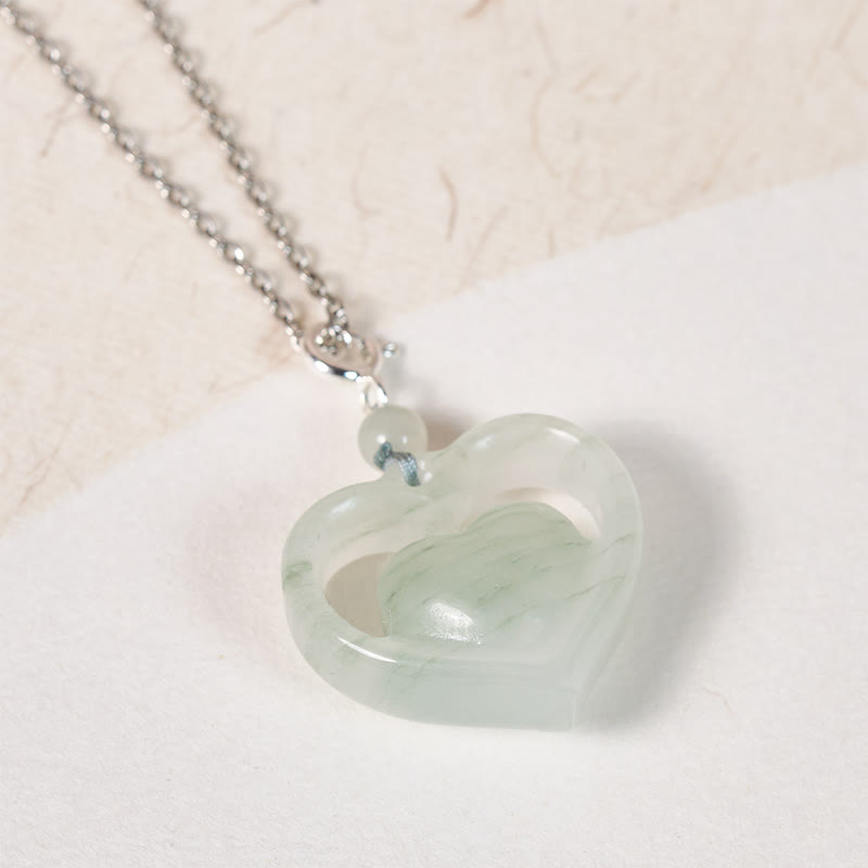 EverestArtstudios Hollow Love Heart Jade Abundance Necklace Pendant