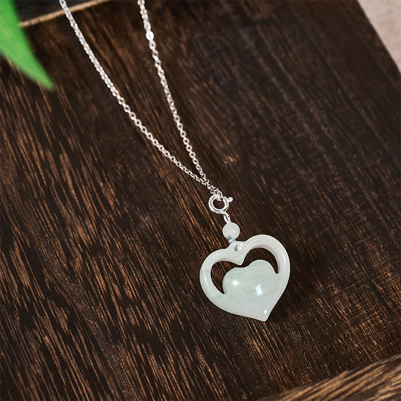 EverestArtstudios Hollow Love Heart Jade Abundance Necklace Pendant
