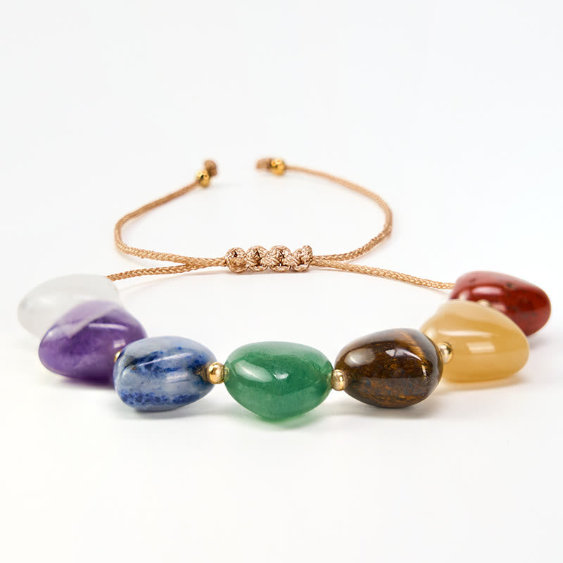 Buddha Stones Love Heart Red Agate Amethyst Green Aventurine Colorful Crystal Confidence Braided Bracelet