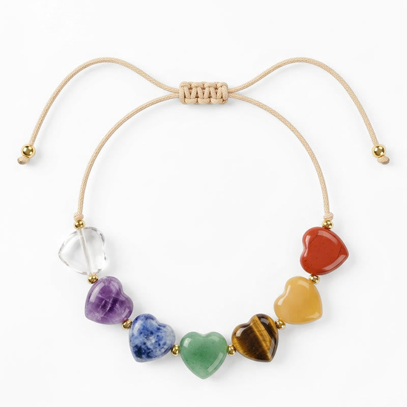 Buddha Stones Love Heart Red Agate Amethyst Green Aventurine Colorful Crystal Confidence Braided Bracelet