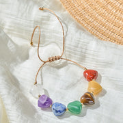 Buddha Stones Love Heart Red Agate Amethyst Green Aventurine Colorful Crystal Confidence Braided Bracelet