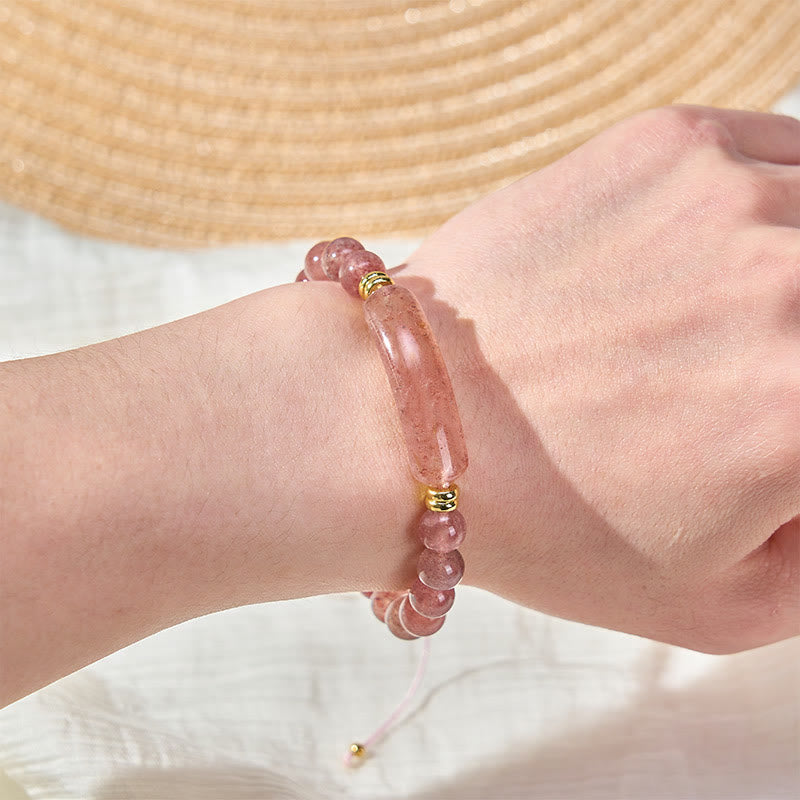 Buddha Stones Amethyst Green Aventurine Tiger Eye Strawberry Quartz Positive Transformation Bracelet