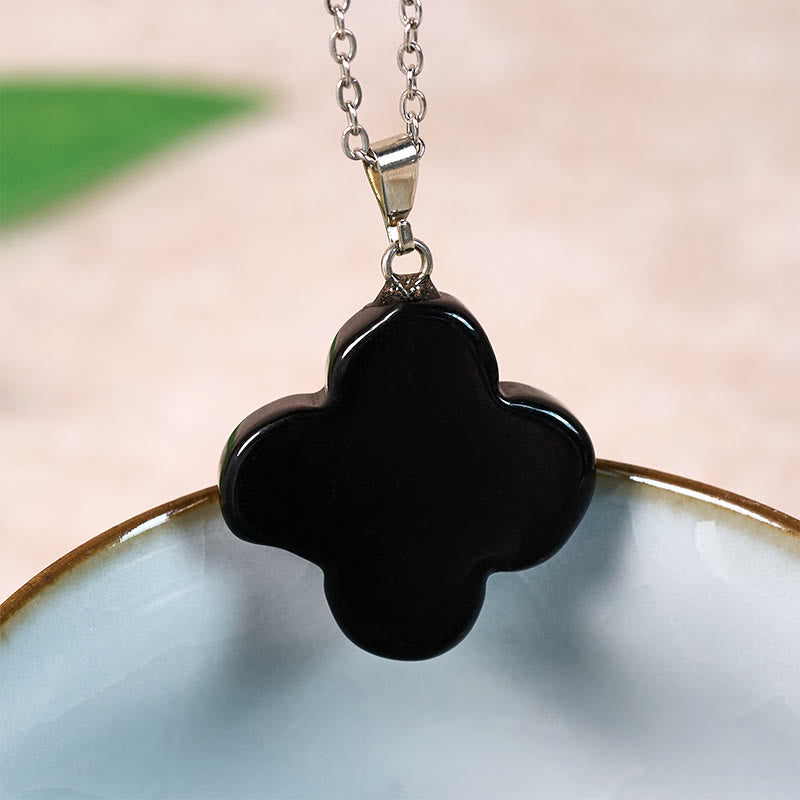 Buddha Stones Various Crystal Green Aventurine Black Obsidian Tiger Eye Plum Blossom Luck Necklace Pendant