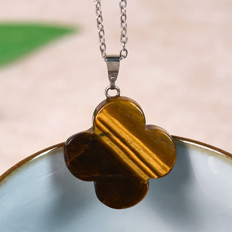 EverestArtStudios Various Crystal Green Aventurine Black Obsidian Tiger Eye Plum Blossom Luck Necklace Pendant