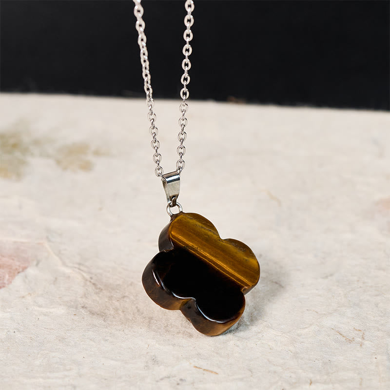 EverestArtStudios Various Crystal Green Aventurine Black Obsidian Tiger Eye Plum Blossom Luck Necklace Pendant