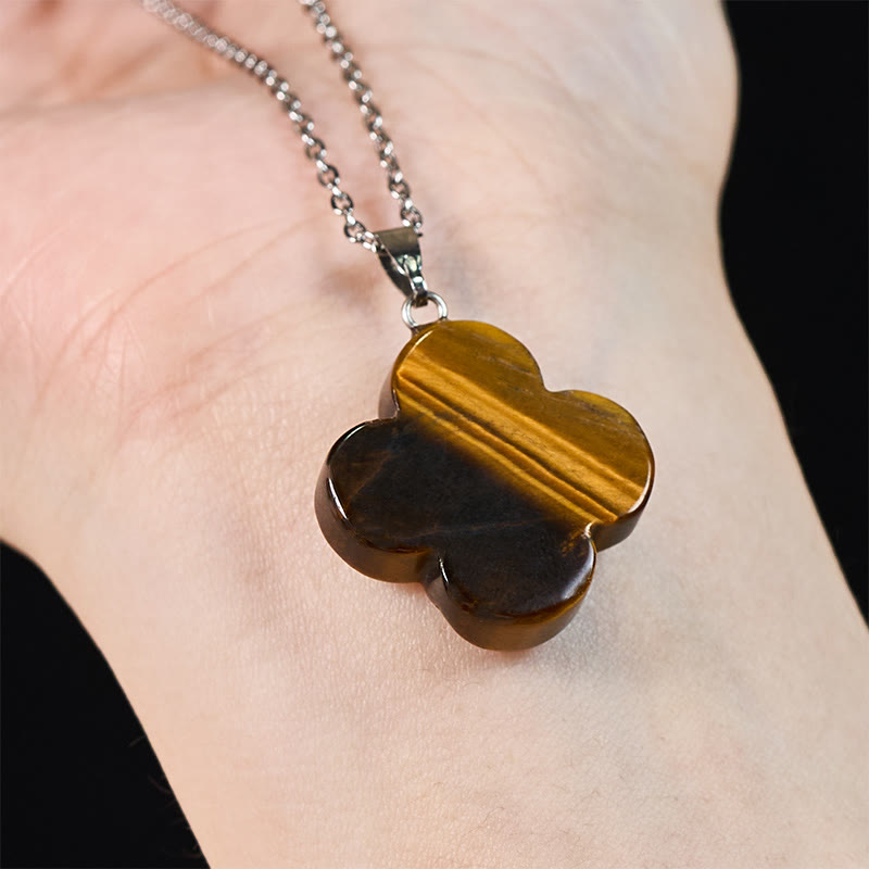 EverestArtStudios Various Crystal Green Aventurine Black Obsidian Tiger Eye Plum Blossom Luck Necklace Pendant