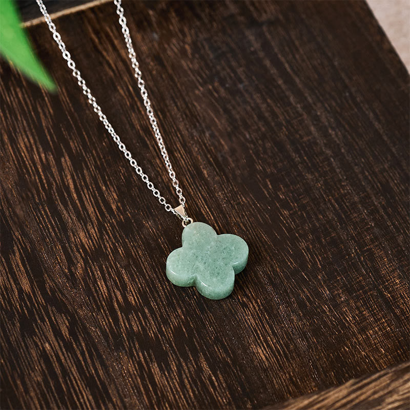 Buddha Stones Various Crystal Green Aventurine Black Obsidian Tiger Eye Plum Blossom Luck Necklace Pendant