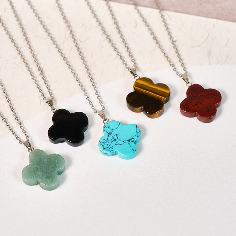 EverestArtStudios Various Crystal Green Aventurine Black Obsidian Tiger Eye Plum Blossom Luck Necklace Pendant