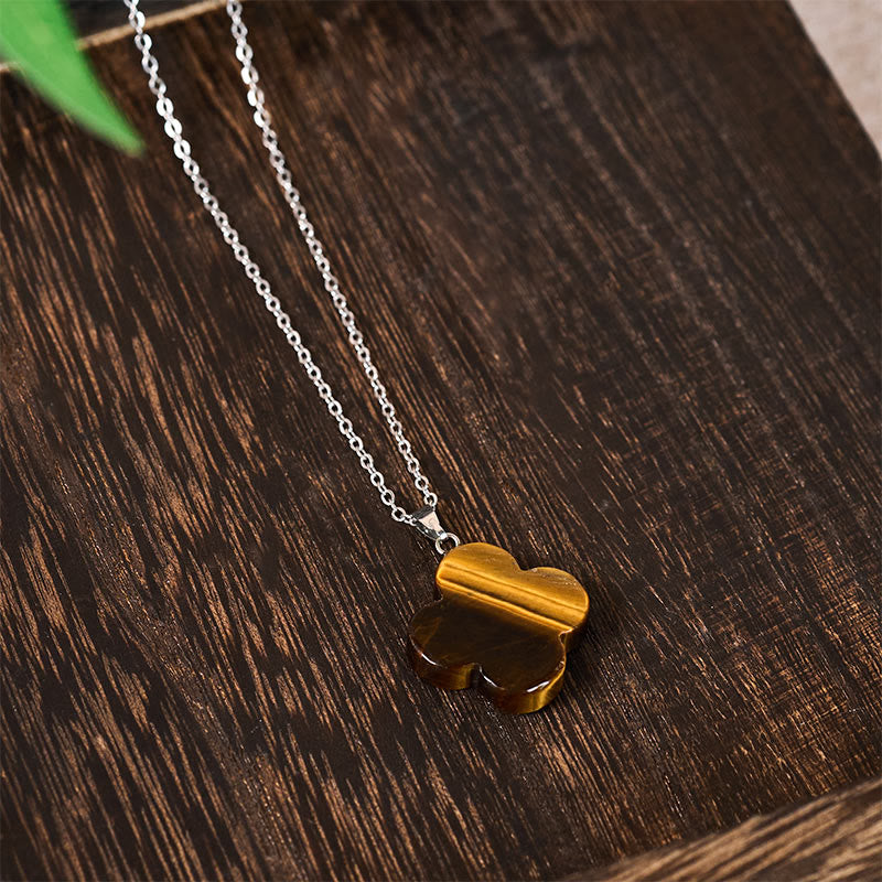EverestArtStudios Various Crystal Green Aventurine Black Obsidian Tiger Eye Plum Blossom Luck Necklace Pendant