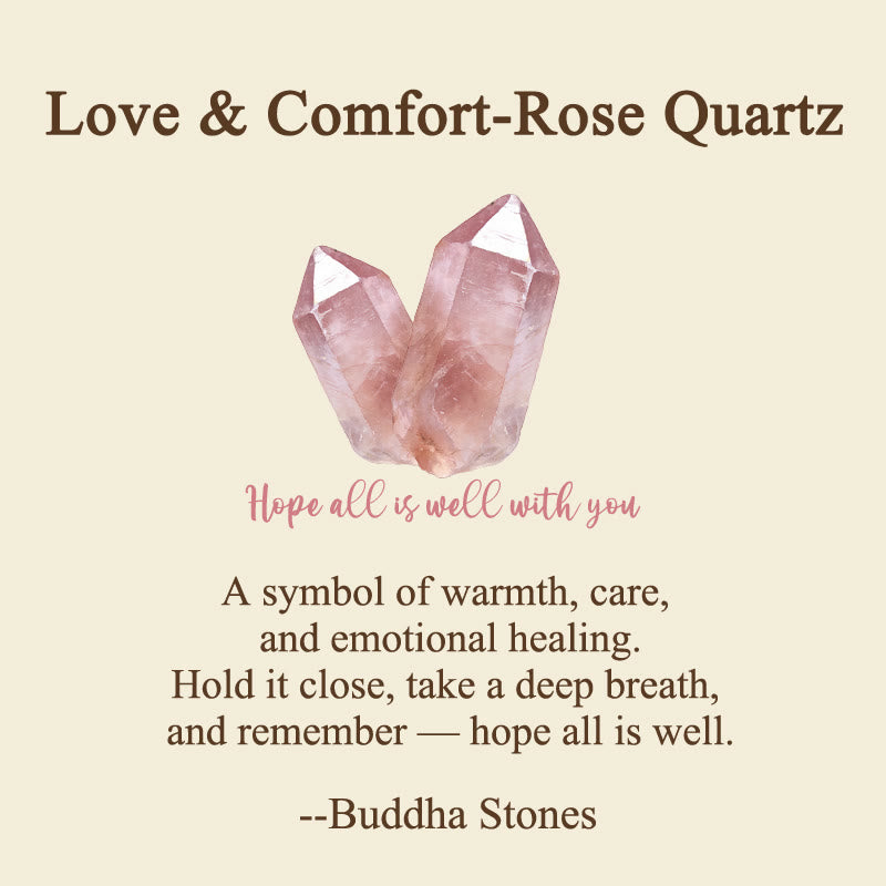 Buddha Stones Hope All Is Well With You Natural Rose Quartz Palm Stone Compassion Crystal Decor