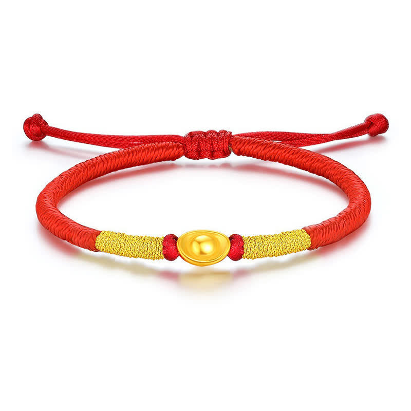 Buddha Stones Yuanbao Red String Braided Luck Bracelet