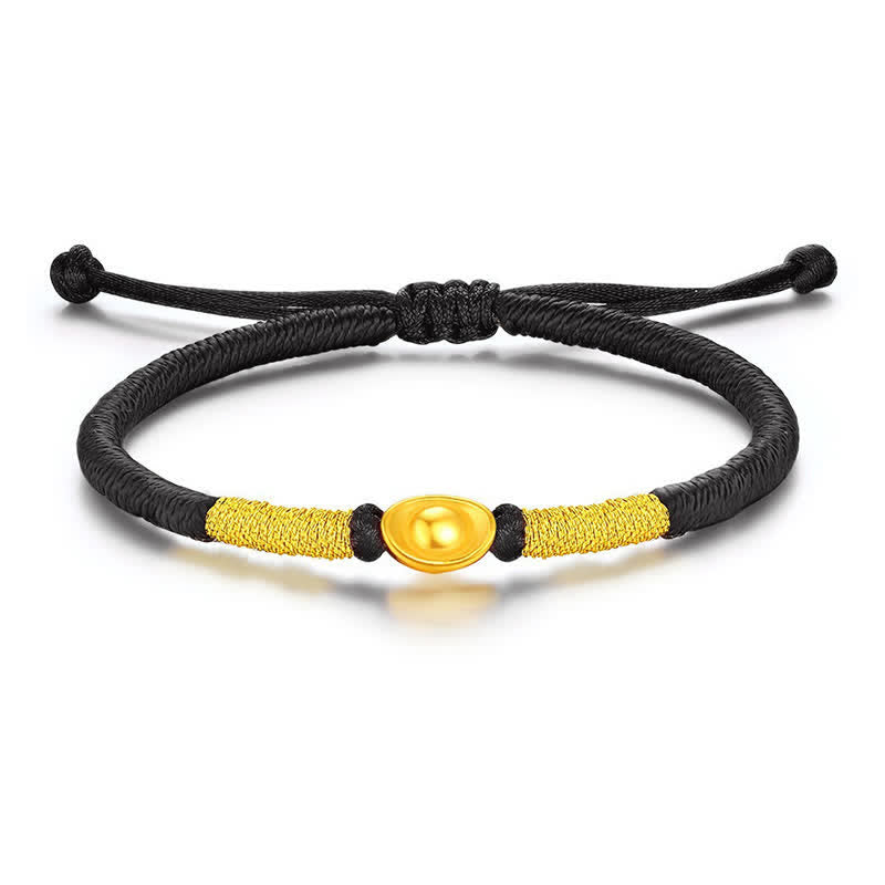 Buddha Stones Yuanbao Red String Braided Luck Bracelet