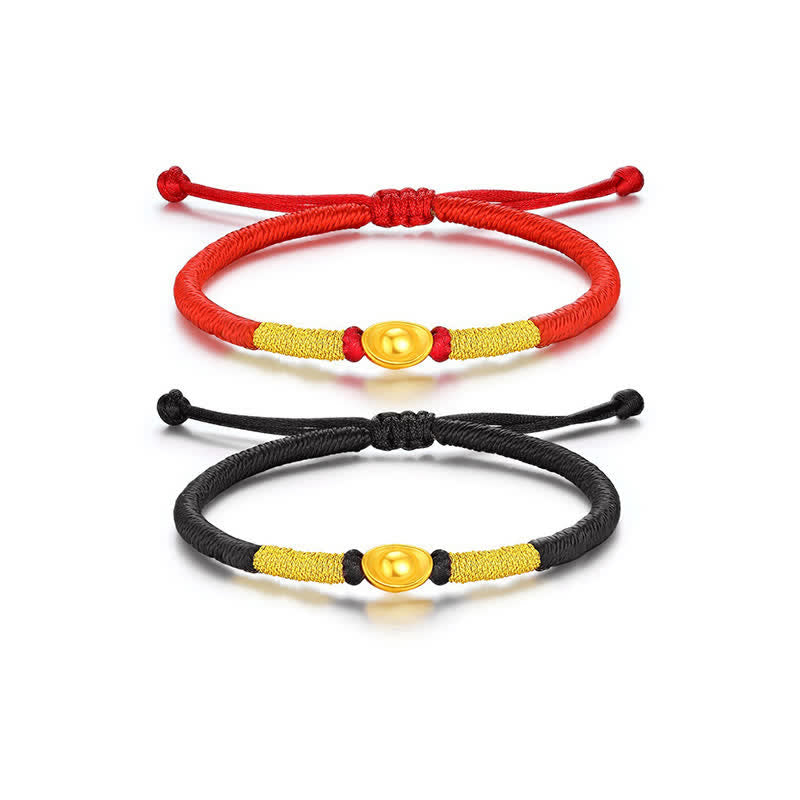 Buddha Stones Yuanbao Red String Braided Luck Bracelet