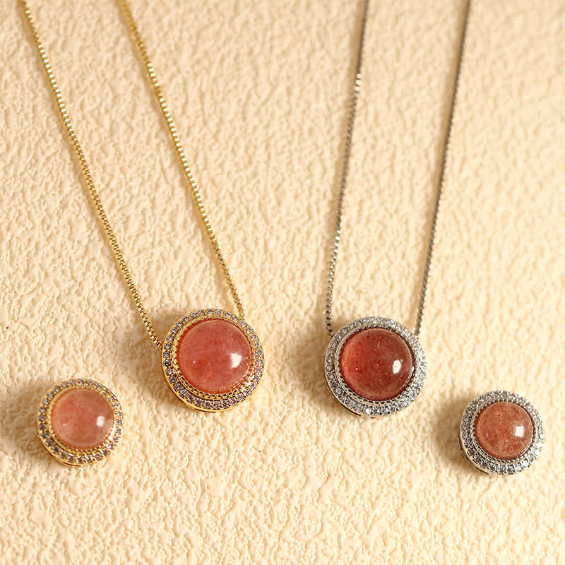 Buddha Stones Natural Rose Quartz Multiple Crystal Bead Inlay Healing Necklace