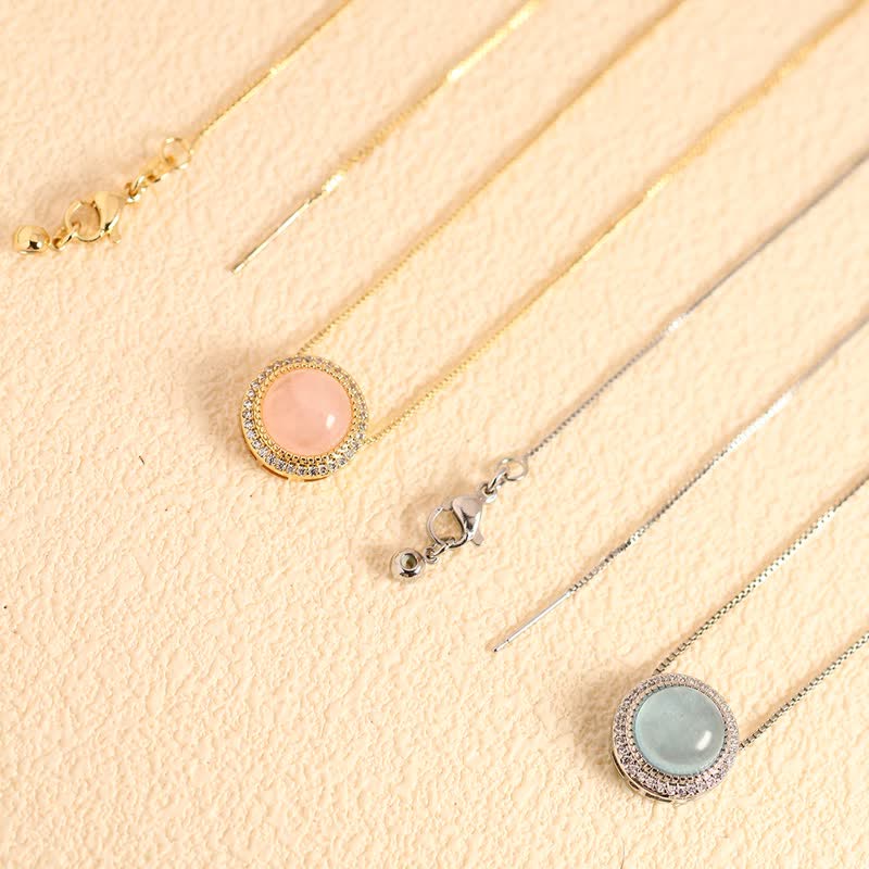Buddha Stones Natural Rose Quartz Multiple Crystal Bead Inlay Healing Necklace