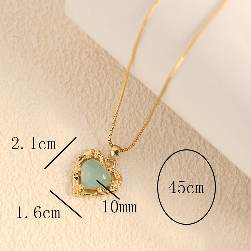 Buddha Stones Natural Amethyst Crystal Inlay Heart Shape Balance Necklace