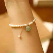 EverestArtstudios Natural Hetian Jade Cat Paw Design Pearl Luck Bracelet