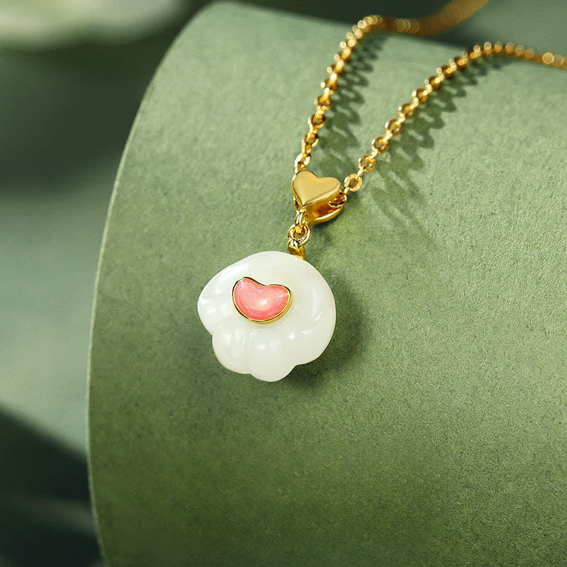 EverestArtstudios Natural Hetian Jade Cat Paw 925 Sterling Silver Luck Necklace
