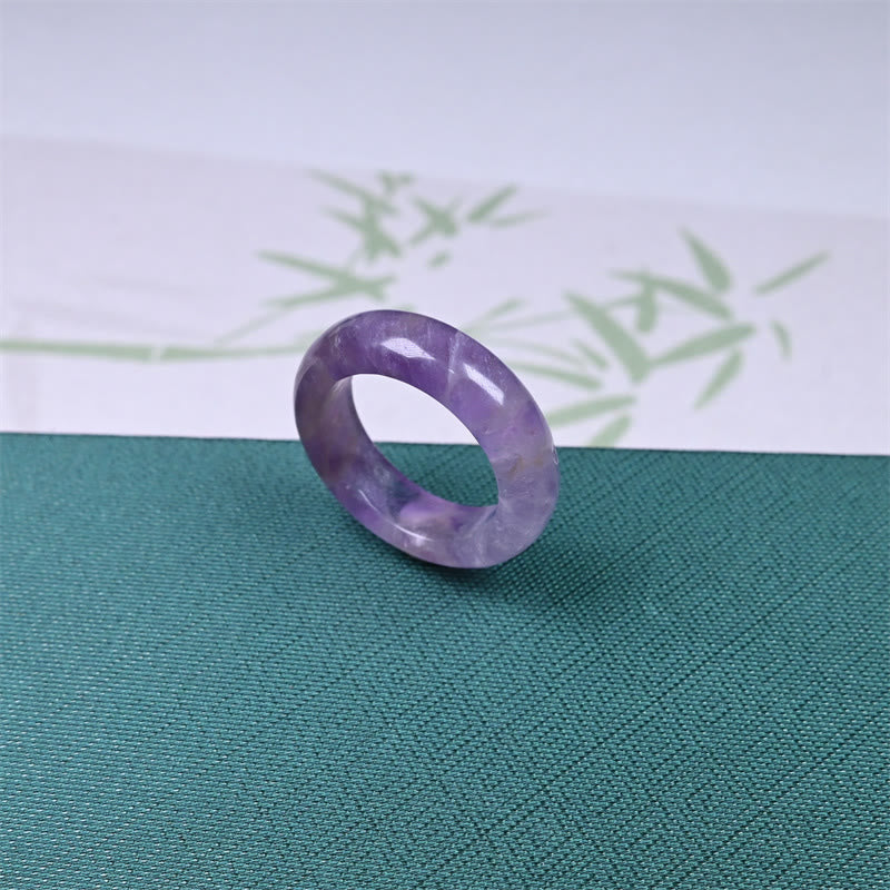 Buddha Stones Natural Amethyst Spiritual Awareness Ring