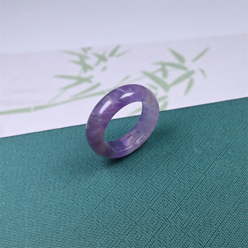 Buddha Stones Natural Amethyst Spiritual Awareness Ring