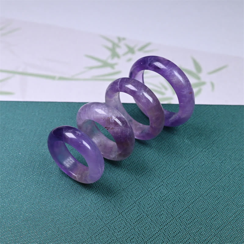 Buddha Stones Natural Amethyst Spiritual Awareness Ring