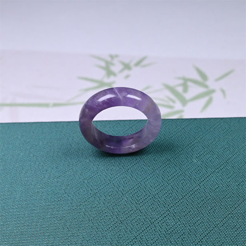 Buddha Stones Natural Amethyst Spiritual Awareness Ring