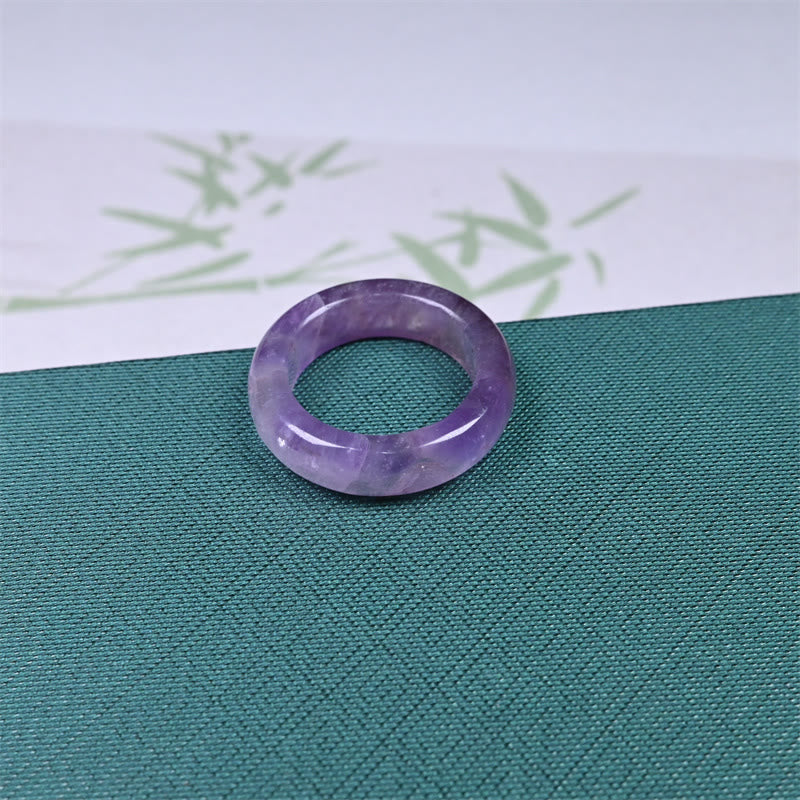 Buddha Stones Natural Amethyst Spiritual Awareness Ring