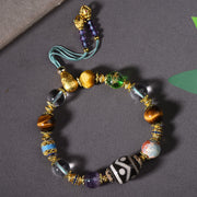 Buddha Stones Natural Dzi Beads Amethyst Tiger Eye Bead Health Bracelet