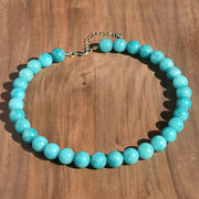 Buddha Stones 12mm Natural Crystal Aquamarine Tourmaline Bead Healing Necklace