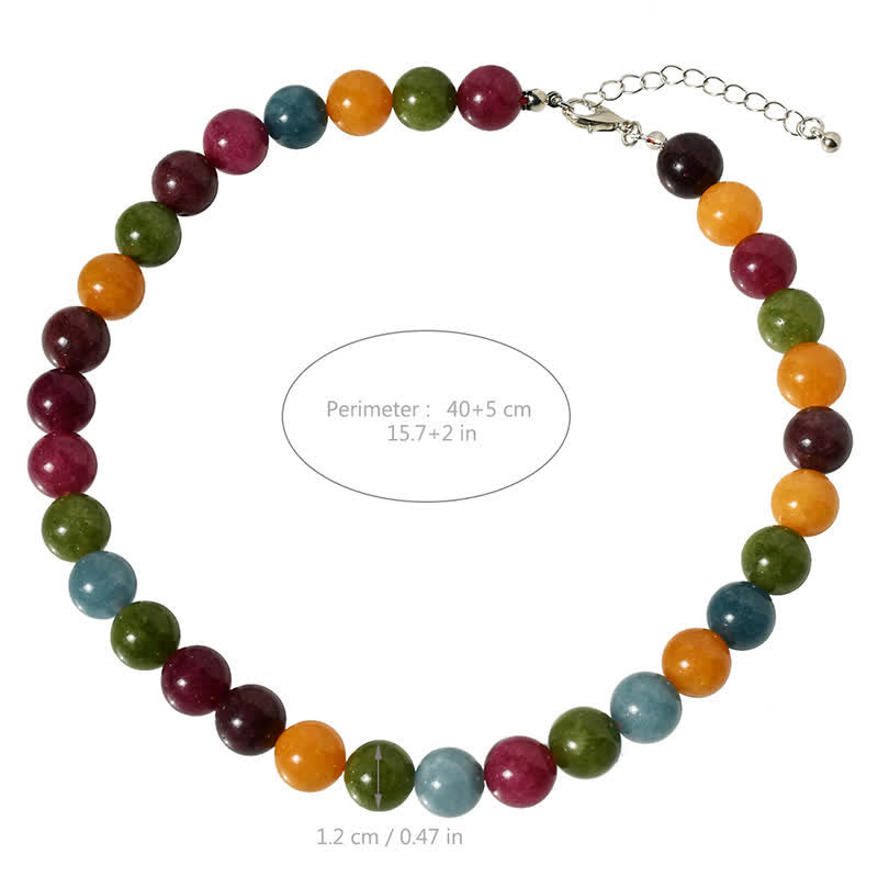 Buddha Stones 12mm Natural Crystal Aquamarine Tourmaline Bead Healing Necklace