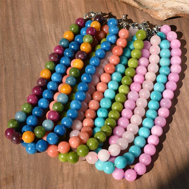 Buddha Stones 12mm Natural Crystal Aquamarine Tourmaline Bead Healing Necklace