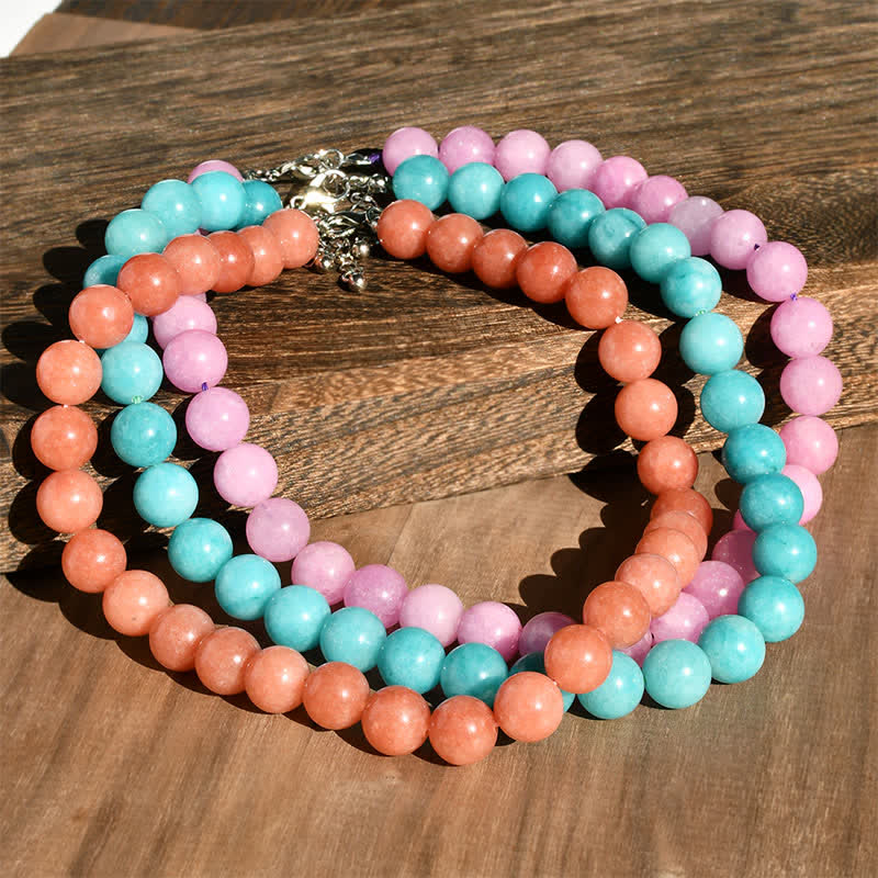 Buddha Stones 12mm Natural Crystal Aquamarine Tourmaline Bead Healing Necklace