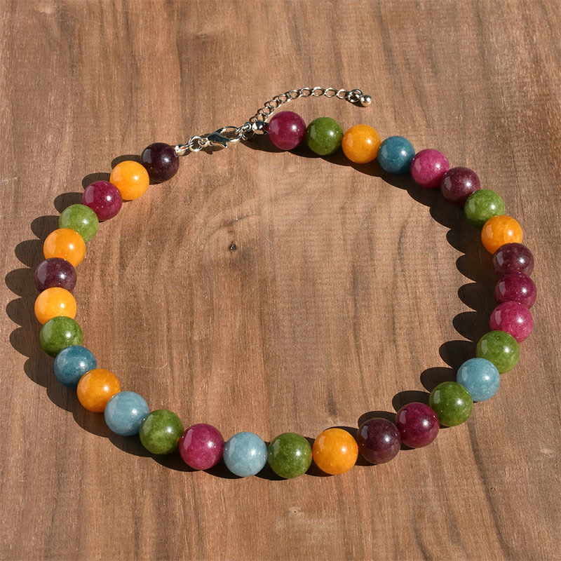 Buddha Stones 12mm Natural Crystal Aquamarine Tourmaline Bead Healing Necklace