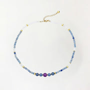 Buddha Stones Natural Blue Aventurine White Jade Bead Calm Necklace
