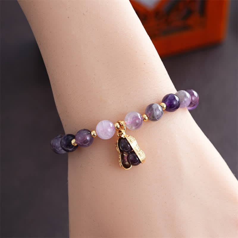 Buddha Stones Natural Amethyst Peanut Good Things Happen Healing Bracelet