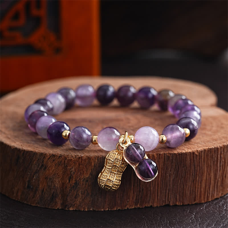 Buddha Stones Natural Amethyst Peanut Good Things Happen Healing Bracelet