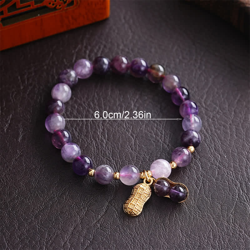 Buddha Stones Natural Amethyst Peanut Good Things Happen Healing Bracelet