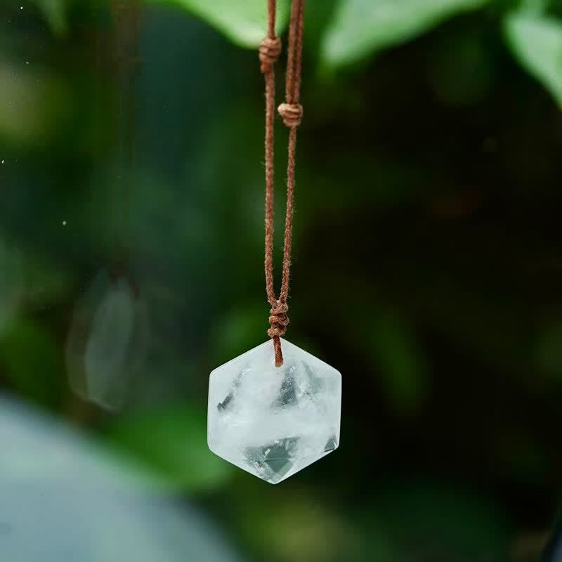 Buddha Stones Star of David Carving Clear Quartz Indian Agate Amethyst Healing Necklace Pendant