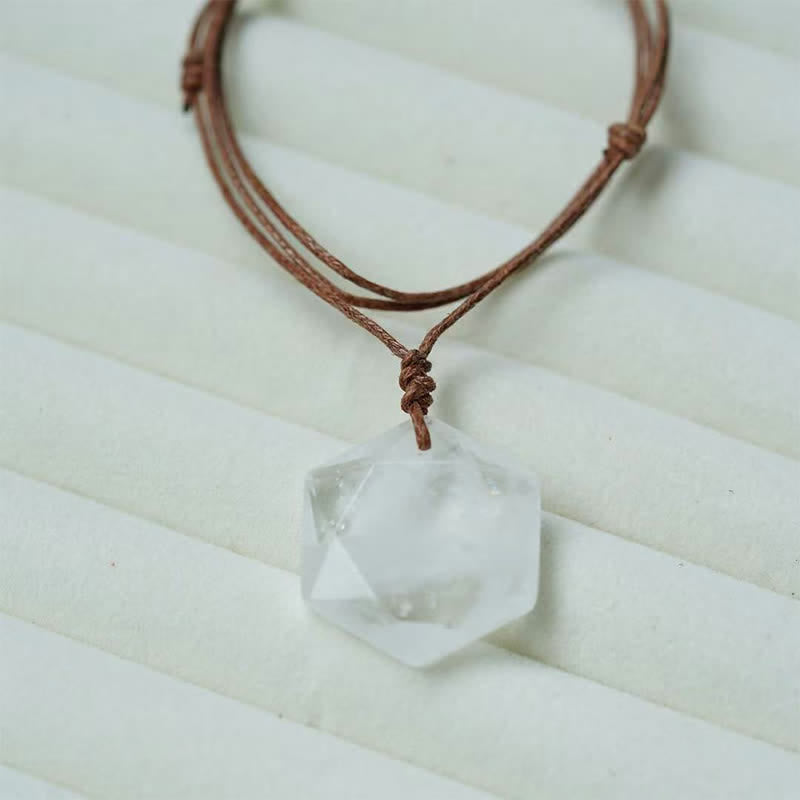 Buddha Stones Star of David Carving Clear Quartz Indian Agate Amethyst Healing Necklace Pendant