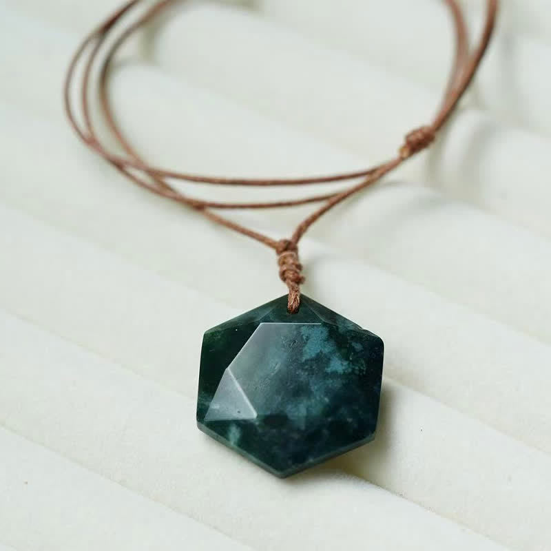 Buddha Stones Star of David Carving Clear Quartz Indian Agate Amethyst Healing Necklace Pendant